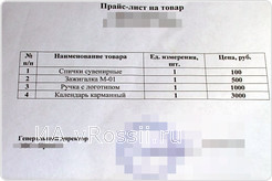 Это прайс лист на товары, якобы продаваемые в заведении.